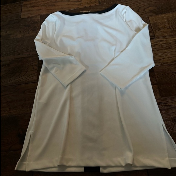 Boston Proper White Black Trim Tunic Blouse Top - Picture 2 of 6